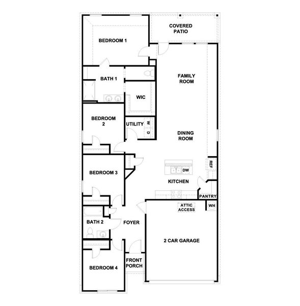 2D floor plan layout of this home in Trails at Wildhorse, Austin, TX (Image 5).
