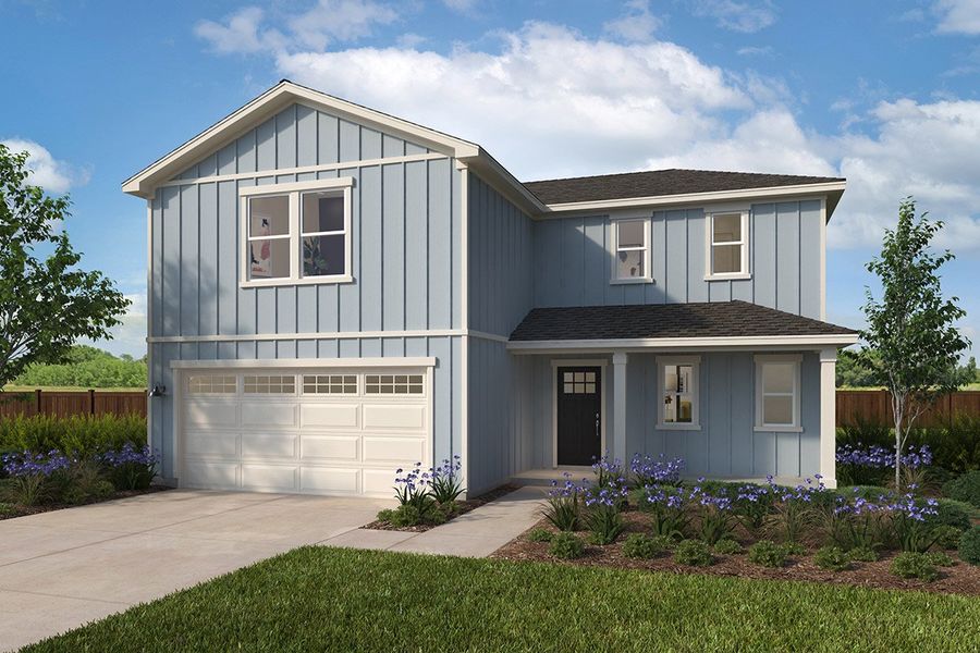 Representative exterior photo of a completed home built from the 2501 by KB Home in Watermill – Classic Collection, Uhland, TX (Image 5). Representative exterior photo of a completed home built from the 2501 by KB Home in Watermill – Classic Collection, Uhland, TX (Image 5).