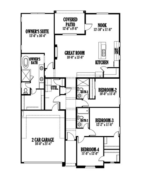 2D floor plan layout of this home in Garden Park Unit 4, El Paso, TX (Image 2).