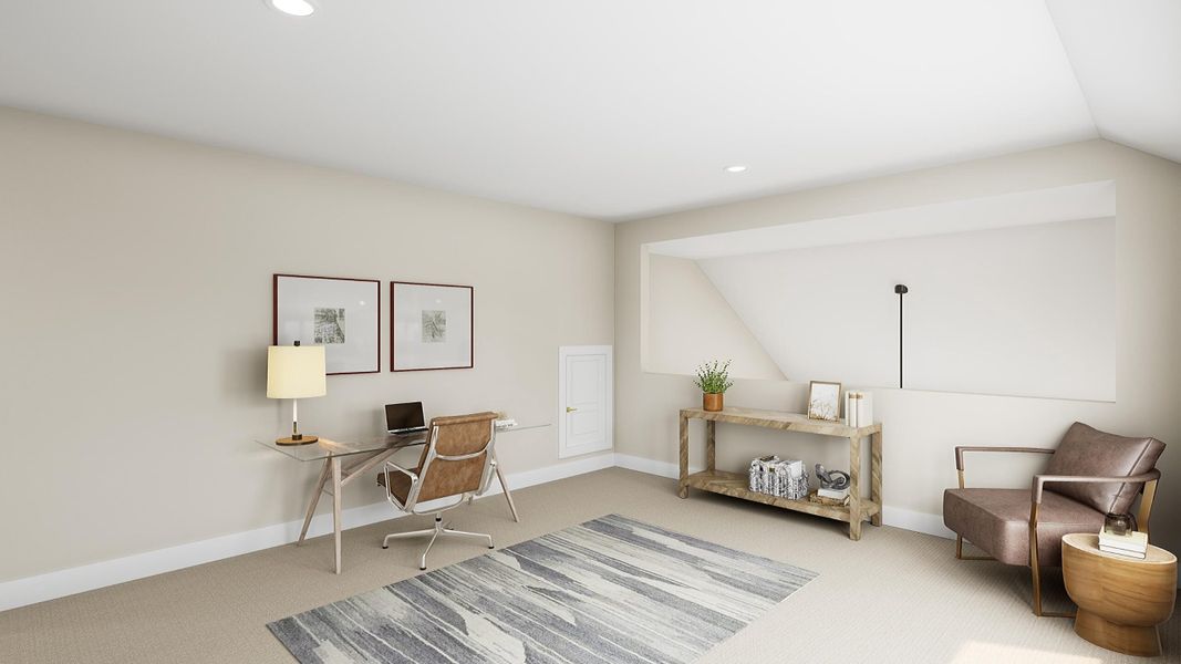 Furnished interior view inside a new home in Prairie Collection at The Meadows, Denton (Image 9). Furnished interior view inside a new home in Prairie Collection at The Meadows, Denton (Image 9).