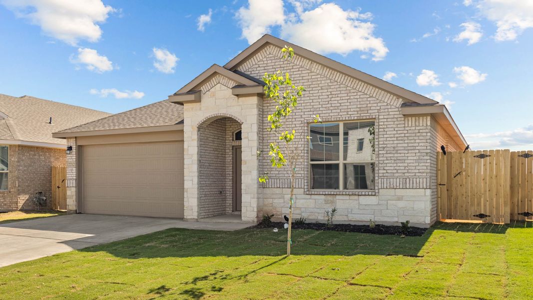 Representative exterior photo of a completed home built from the CARLSBAD by D.R. Horton in Northwest Passage, Midland, TX (Image 13). Representative exterior photo of a completed home built from the CARLSBAD by D.R. Horton in Northwest Passage, Midland, TX (Image 13).