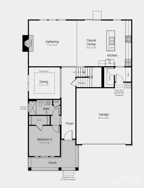 Structural options added include: first floor guest suite with full bath and walk in shower, fireplace, tray ceiling in Dining Room, extended walk-in shower in primary suite, additional windows.