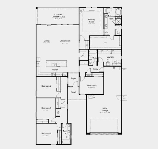 2D floor plan layout for the Everglade by Taylor Morrison in Verdin Passage Collection, Phoenix, AZ (Image 3).