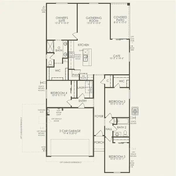 2D floor plan layout for the Nectar by Pulte Homes in Festival Foothills, Buckeye, AZ (Image 3).