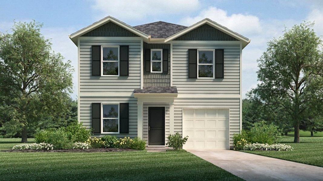 Representative exterior photo of a completed home built from the HARTSVILLE by D.R. Horton in Parkside Point, Portland, TN (Image 1).