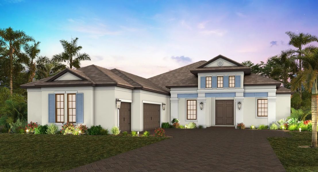 Representative exterior photo of a completed home built from the Pebble Beach by Neal Signature Homes in Tideline, Bradenton, FL (Image 5).