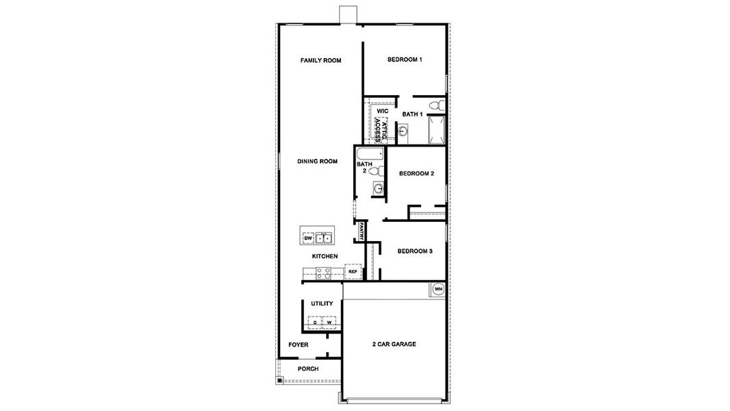 2D floor plan layout for the The Caprock by D.R. Horton in High Garden, Comfort, TX (Image 3). 2D floor plan layout for the The Caprock by D.R. Horton in High Garden, Comfort, TX (Image 3).