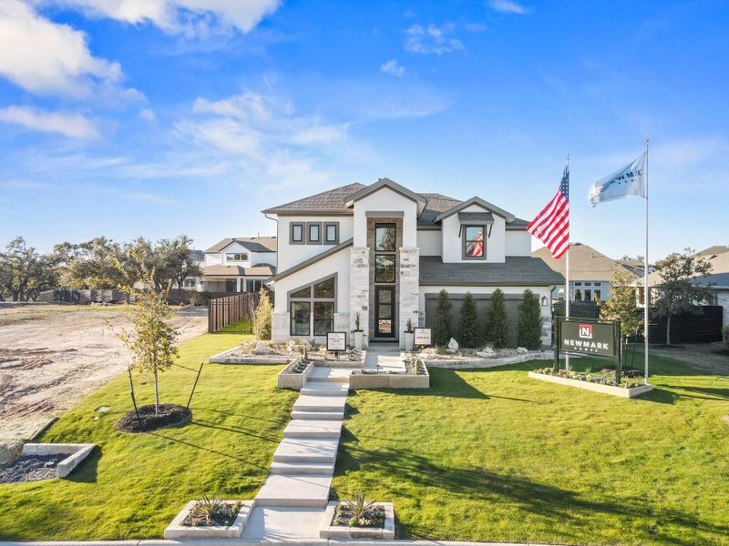 Front exterior of a new home in Provence 50', Austin, TX, highlighting curb appeal (Image 2).