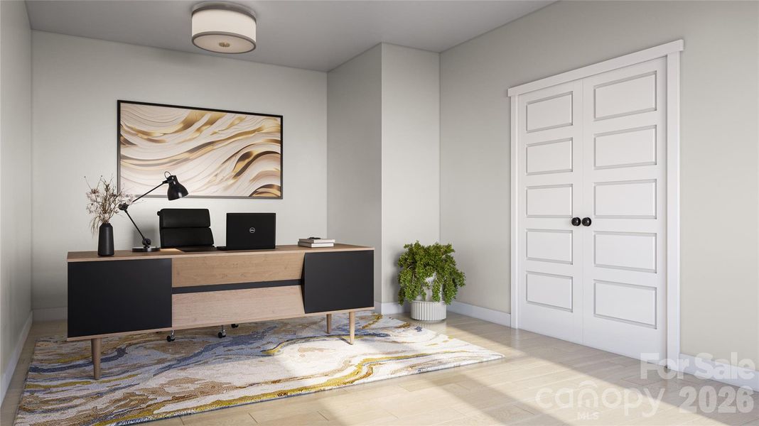 First Floor Flex Space/Study - 3D Rendering, finishes may vary