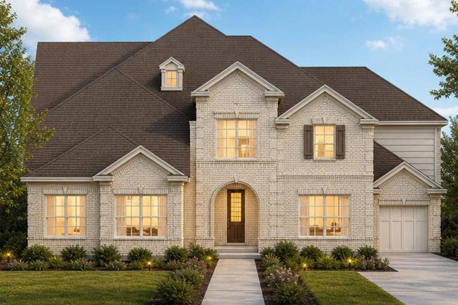 Representative exterior photo of a completed home built from the Grand Legacy by Grand Homes in Grand Oaks, Celina, TX (Image 18). Representative exterior photo of a completed home built from the Grand Legacy by Grand Homes in Grand Oaks, Celina, TX (Image 18).