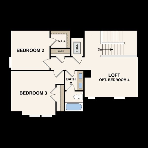 2D floor plan layout for the Norman by Century Communities in Crosswinds, Niederwald, TX (Image 4).