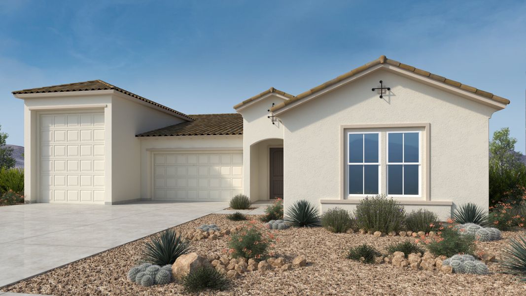 Representative exterior photo of a completed home built from the Dove by Taylor Morrison in Verdin Odyssey Collection, Phoenix, AZ (Image 1). Representative exterior photo of a completed home built from the Dove by Taylor Morrison in Verdin Odyssey Collection, Phoenix, AZ (Image 1).