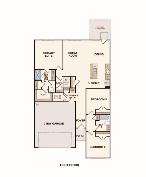 2D floor plan layout for the Barton by Century Communities in The Villages at Westpointe, Dayton, TX (Image 3).