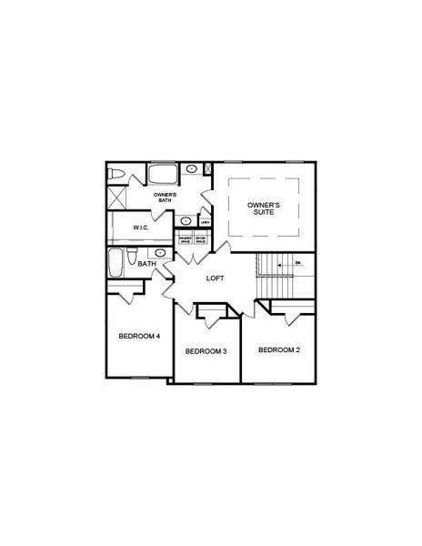 2D floor plan layout for the The Downey by Direct Residential Communities in The Hills at Cedar Creek, Winder, GA (Image 6).