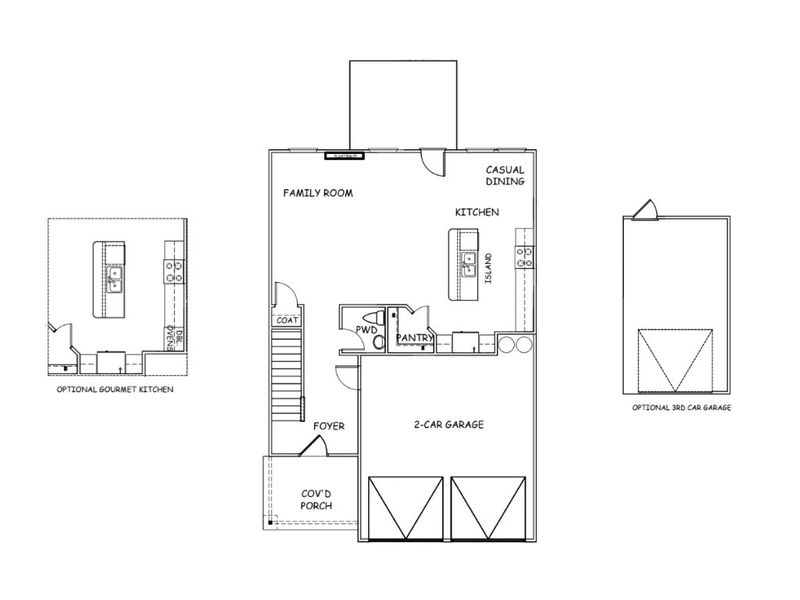 2D floor plan layout for the Nottely - 9958 by Dream Finders Homes in Crossvine Village, LaGrange, GA (Image 4).