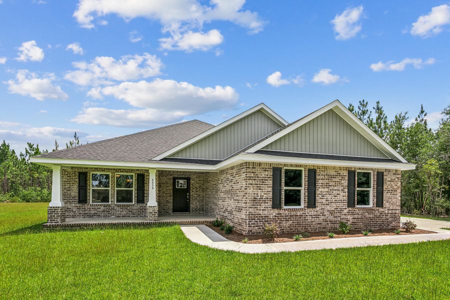 Representative exterior photo of a completed home built from the The Ruby Estate by Herbst Homes in Walther Reserve, Milton, FL (Image 2). Representative exterior photo of a completed home built from the The Ruby Estate by Herbst Homes in Walther Reserve, Milton, FL (Image 2).