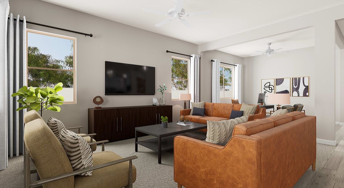 Representative furnished interior of a home built from the Rosemary Plan 40-2 by Tri Pointe Homes in Waterston Central, Gilbert (Image 12).
