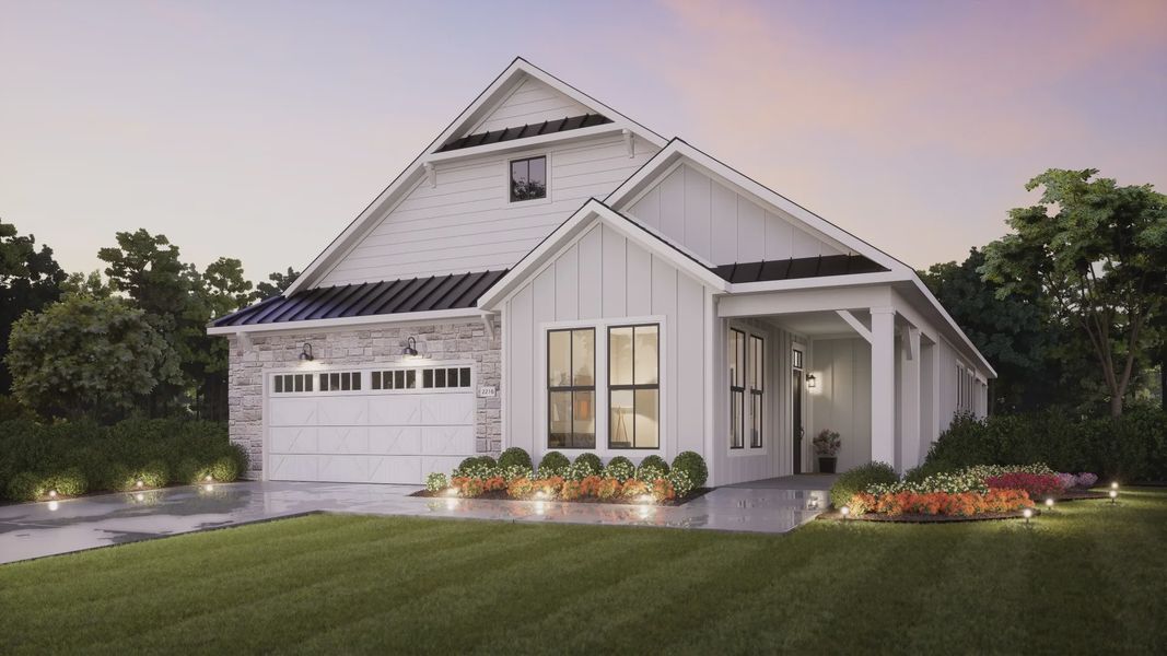 Representative exterior photo of a completed home built from the Verona by Epcon Communities in The Courtyards at Walters Farm, Huntersville, NC (Image 18).