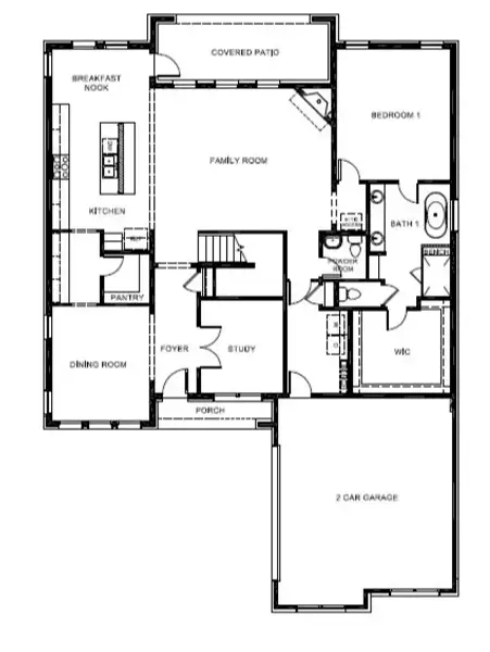 2D floor plan layout for the Twain by D.R. Horton in Grace Woods, Carrollton, TX (Image 3).