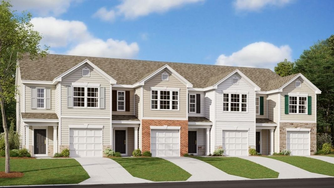 Front exterior of a new home in Henley Ridge, Graham, NC, highlighting curb appeal (Image 1). Front exterior of a new home in Henley Ridge, Graham, NC, highlighting curb appeal (Image 1).