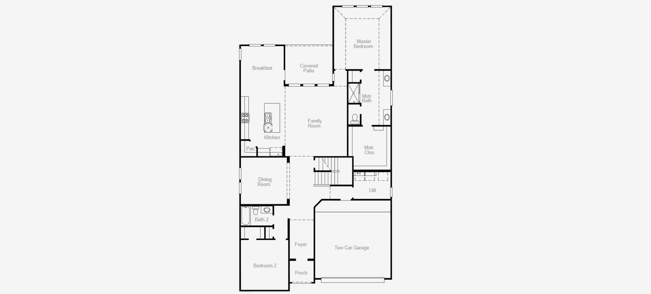 2D floor plan layout for the Kendall II by Coventry Homes in The Grove at Blackhawk 50', Pflugerville, TX (Image 23).