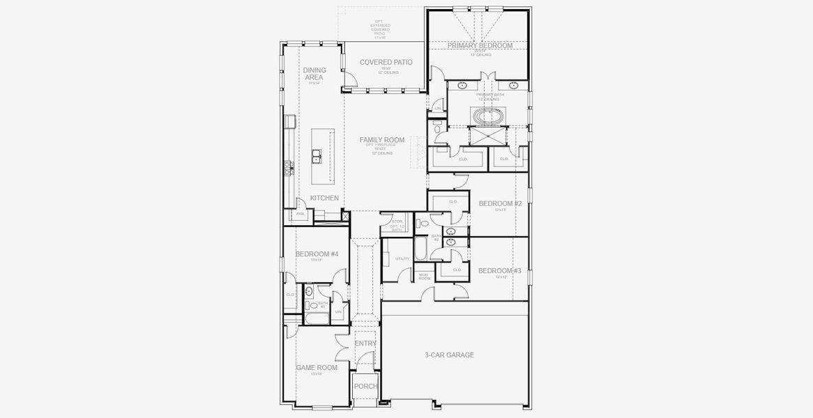 2D floor plan layout for the 2969W by Perry Homes in Sienna 60', Missouri City, TX (Image 3). 2D floor plan layout for the 2969W by Perry Homes in Sienna 60', Missouri City, TX (Image 3).