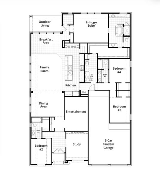 2D floor plan layout for the 215 Plan by Highland Homes in Harvest Green, Richmond, TX (Image 4). 2D floor plan layout for the 215 Plan by Highland Homes in Harvest Green, Richmond, TX (Image 4).