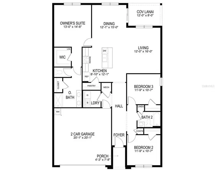 2D floor plan layout of this home in Legacy Preserve, Parrish, FL (Image 3).