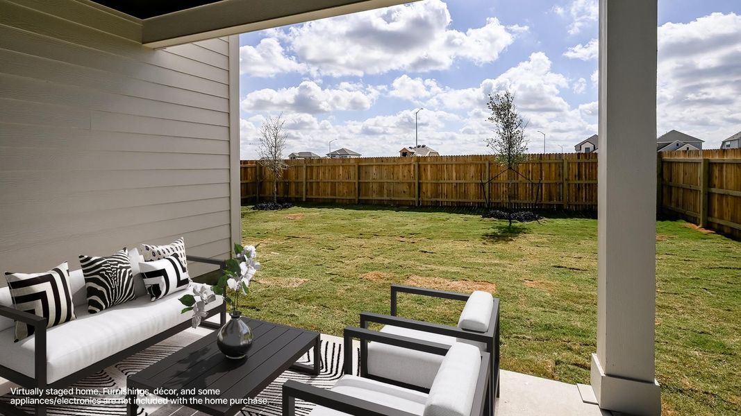 Exterior details and patio area of a home in The Parklands, Schertz (Image 2).