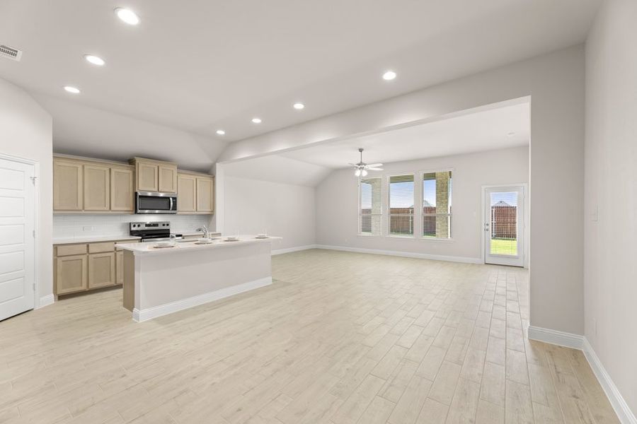 Representative exterior photo of a completed home built from the Cambridge by Impression Homes in Timberbrook, Justin, TX (Image 11). Representative exterior photo of a completed home built from the Cambridge by Impression Homes in Timberbrook, Justin, TX (Image 11).