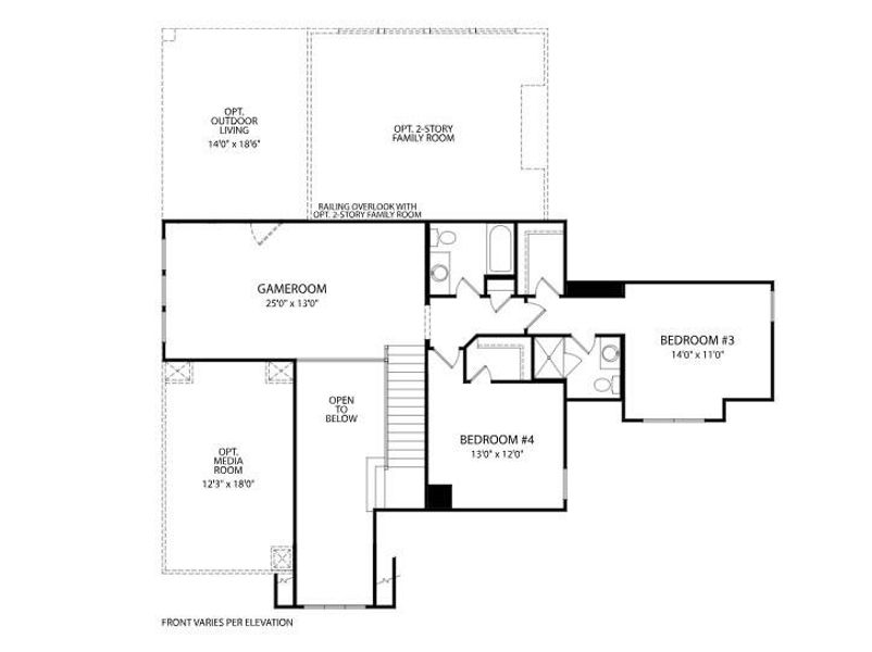 Visualize potential layouts for spacious bedrooms, a versatile media room, and an expansive gameroom.