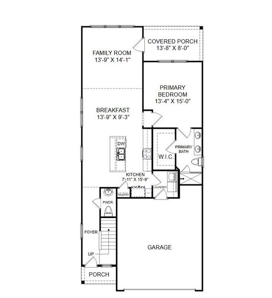 2D floor plan layout for the The Cade by Stanley Martin Homes in The Mill at Woodcreek Farms, Elgin, SC (Image 4).