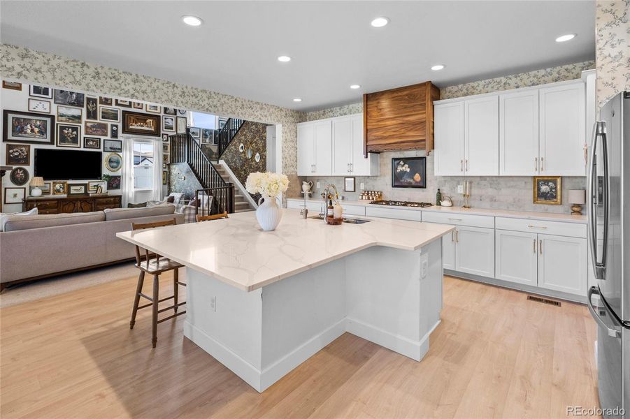 Open view from kitchen into spacious family room