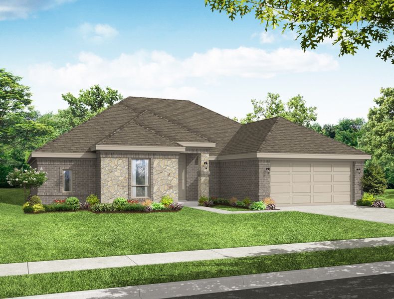 Representative exterior photo of a completed home built from the Alderbury by Impression Homes in Still Water Lake Estates, Godley, TX (Image 6).