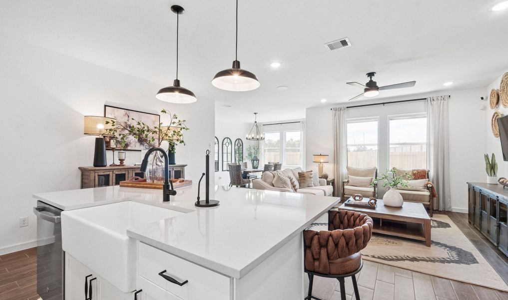 Kitchen with white apron-front sink