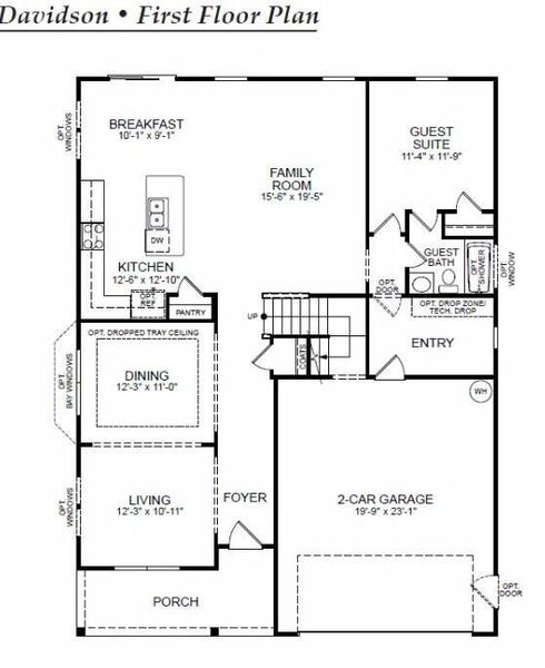 2D floor plan layout of this home in Oakley Pointe, Moncks Corner, SC (Image 2). 2D floor plan layout of this home in Oakley Pointe, Moncks Corner, SC (Image 2).