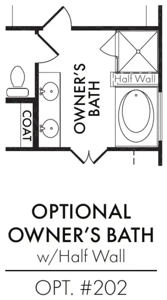Master Bath – Tub Shower 1/2 Wall