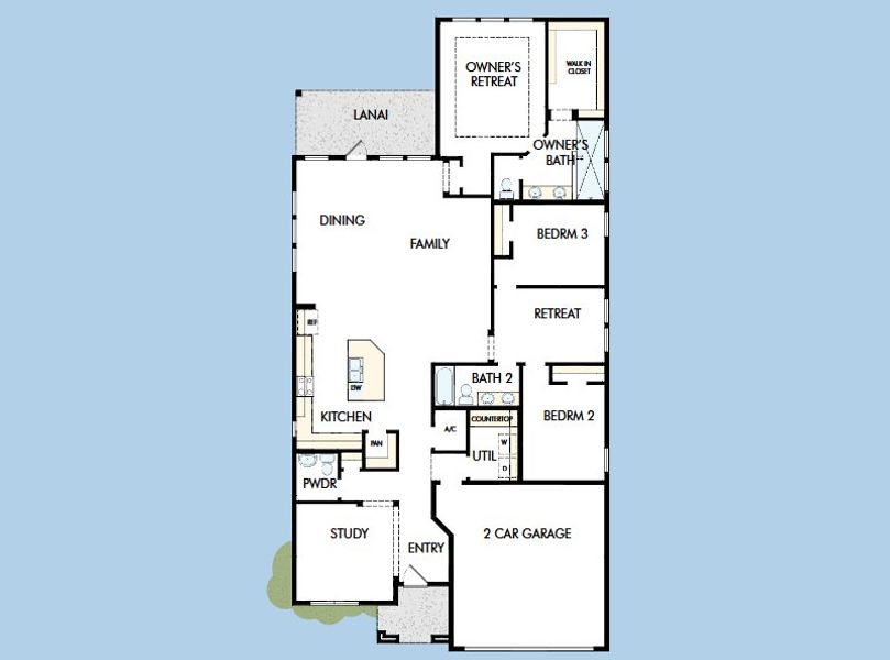 2D floor plan layout for the The Heber by David Weekley Homes in Mariposa at EverRange, Jacksonville, FL (Image 3).