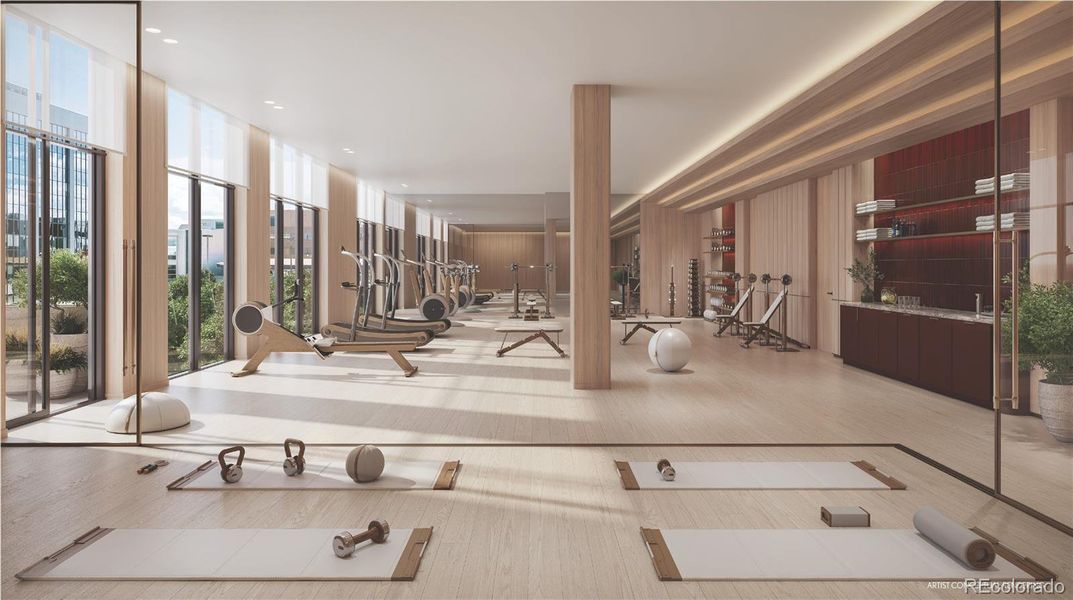 State-of-the-art fitness and wellness studio with sauna, steam room, and cold plunge