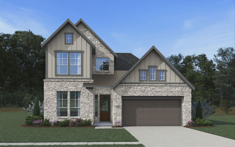 Representative exterior photo of a completed home built from the Cayman by Chesmar Homes in Prominence 50's, San Antonio, TX (Image 3).