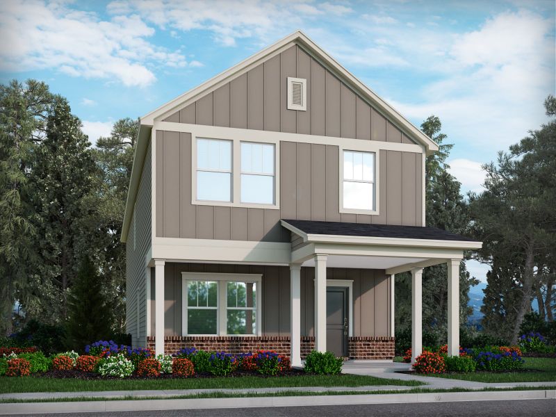 Representative exterior photo of a completed home built from the Thompson by Meritage Homes in Nolen Farm, Gastonia, NC (Image 16).