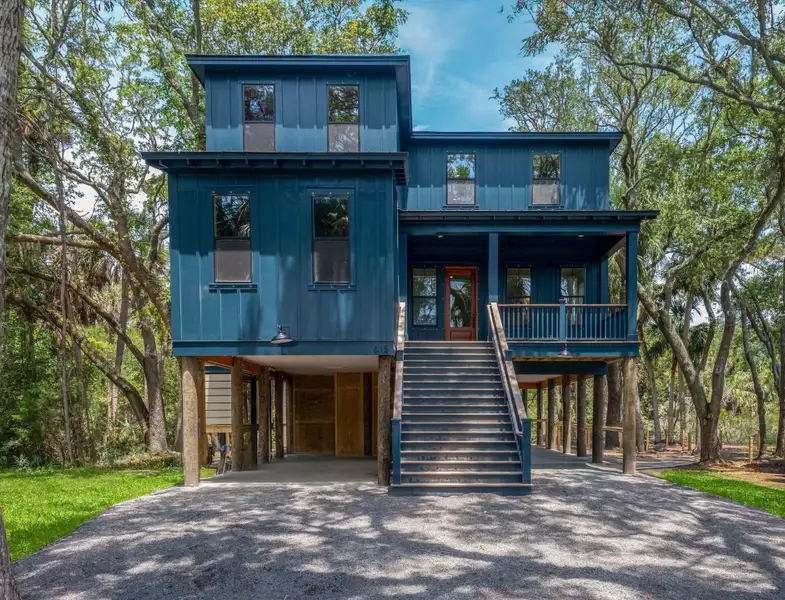 Front exterior of a new home in , Edisto Island, SC, highlighting curb appeal (Image 2). Front exterior of a new home in , Edisto Island, SC, highlighting curb appeal (Image 2).