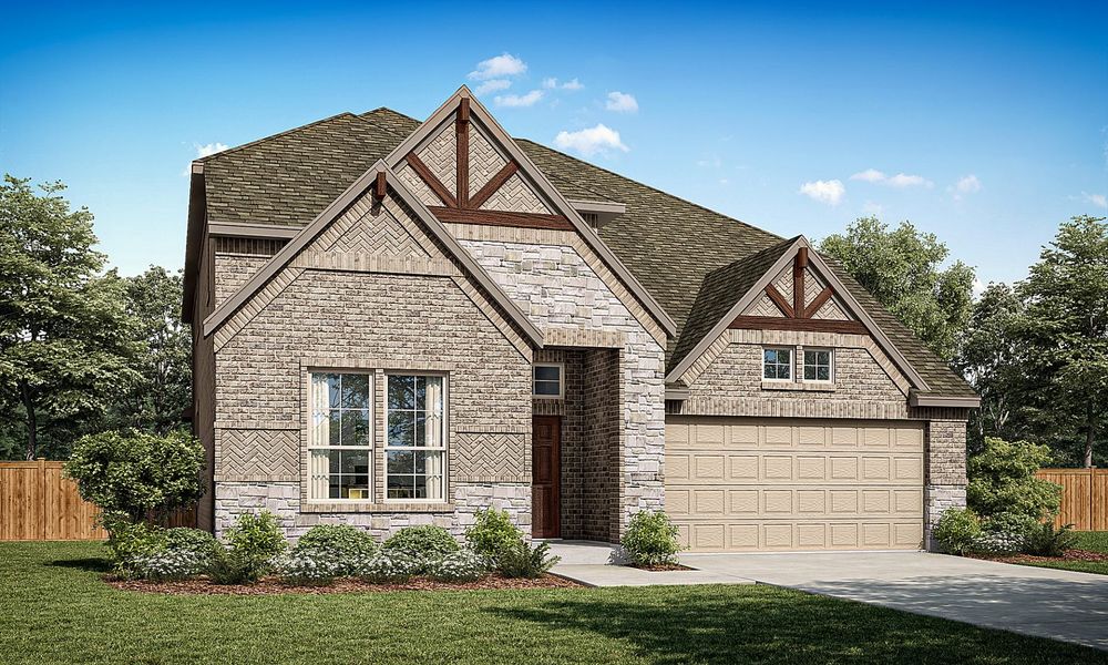 Representative exterior photo of a completed home built from the Richardson by Pacesetter Homes in The Reserve at Spiritas Ranch, Little Elm, TX (Image 19).