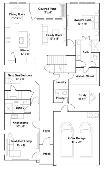 2D floor plan layout of this home in COLTON, Montgomery, TX (Image 2). 2D floor plan layout of this home in COLTON, Montgomery, TX (Image 2).
