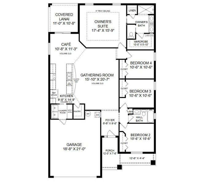 2D floor plan layout for the Raychel by Highland Homes of Florida in Marion Oaks, Ocala, FL (Image 5).