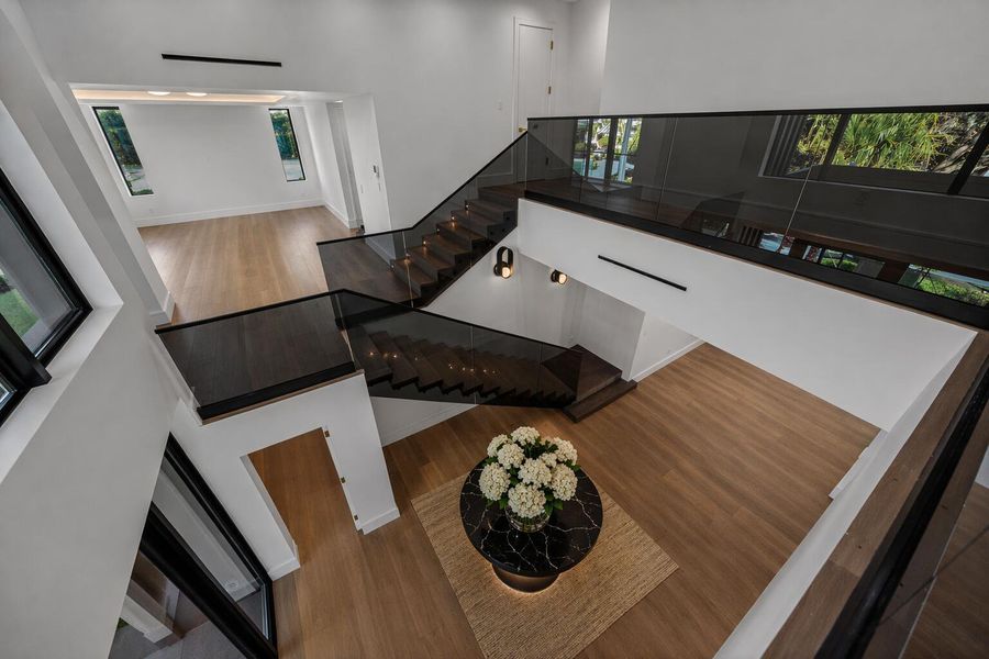 Modern minimalist foyer with geometric s Modern minimalist foyer with geometric s