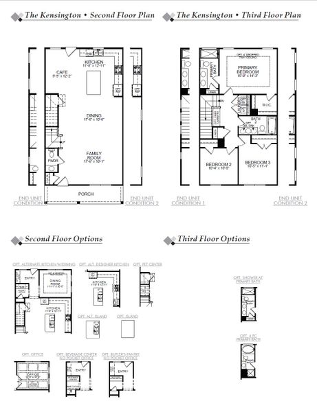 2D floor plan layout for the Kensington by Eastwood Homes in Bryton Crossing Townhomes, Huntersville, NC (Image 3).
