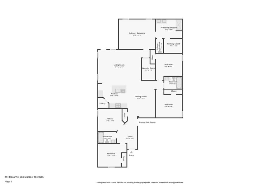 2D floor plan layout of this home in Trace, San Marcos, TX (Image 3).