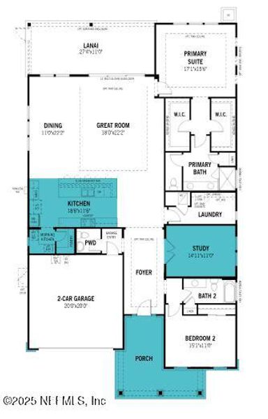 2D floor plan layout of this home in RiverTown - WaterSong, St. Johns, FL (Image 2). 2D floor plan layout of this home in RiverTown - WaterSong, St. Johns, FL (Image 2).