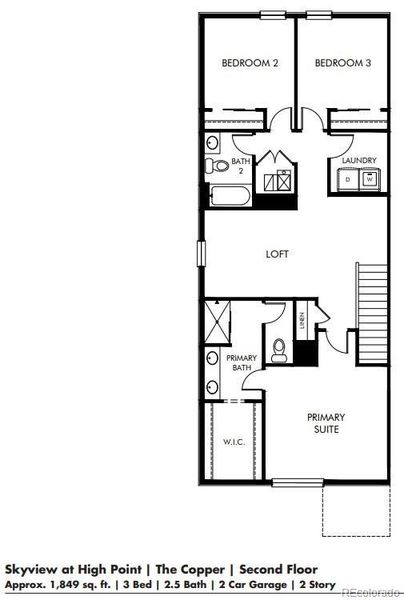 2D floor plan layout of this home in Skyview at High Point, Aurora, CO (Image 5).